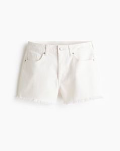 Cream Frayed Hem Denim Shorts
