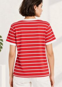Red Striped V-Neck T-Shirt
