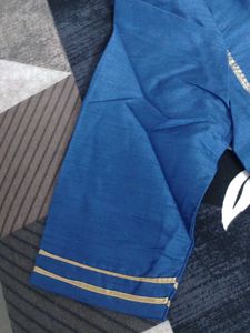 Elegant Blue &amp; Gold Print Kurta