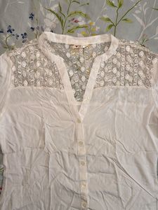 Stylish White Lace Detail Top