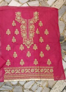 Embroidered Pink Kurta Set Fabric