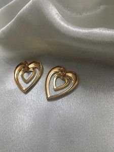 Chic Gold Tone Heart Earrings