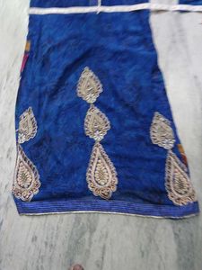 Blue Kurta with Floral Sleeves