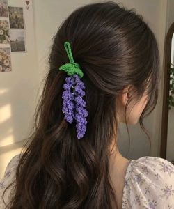 Crocheted Lavender Flower Hair Clip