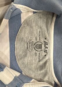 Men's Blue & White Striped Polo Shirt