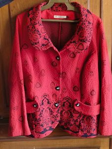 Vibrant Red Textured Blazer