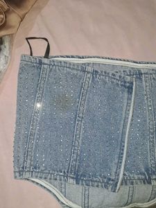 Sparkly Denim Corset Top
