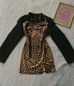 Leopard Print Mini Dress with Black Bolero