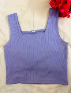 Lavender Ribbed Square Neck Tank Top