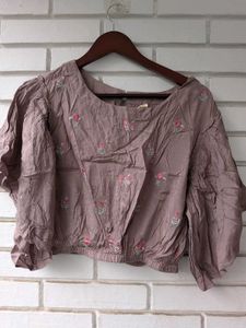 Embroidered Bell Sleeve Top
