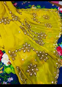 Beautiful Embroidery Saree With Blouse