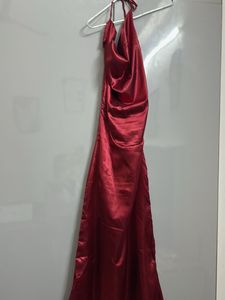 red burgundy  cowl neck dress