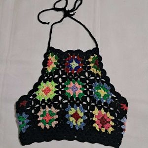 Y2k Vintage Boho Crochet Halter Top