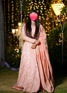 Stunning Peach Silk Embroidered Lehanga