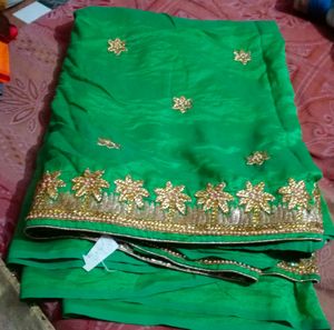 Double Shaded Green Heavy Work Saare