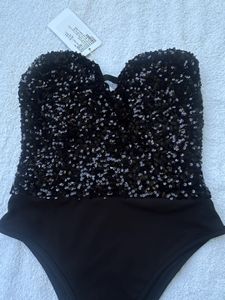 Sequinned Black Bodysuit