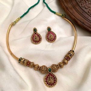 Traditional Antique Gold Plated Lakshmi Pendant