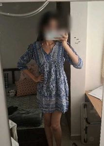Blue Paisley Mini Dress
