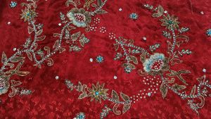 Embellished Red Kurta Set