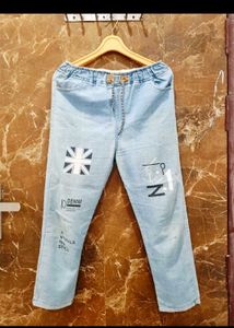 Light Blue Zipper Pocket Pants
