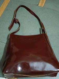 Stylish Brown Patent Leather Hobo Bag
