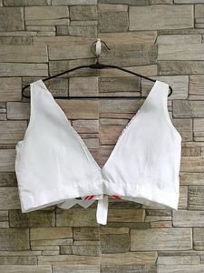 Embroidered White Blouse with Tie-up fix price