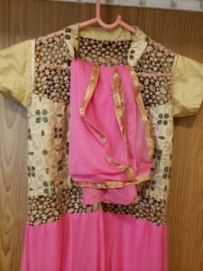 Glittery girls' Festive Dress - Pink &amp; Gold