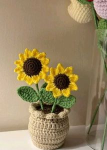 Crocheted Sunflower Pot Plant