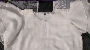 white pretty ruffle sleeve top
