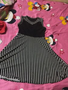 Chic Black & White Striped Dress