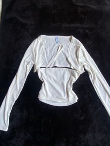 White Cropped Top with Cardigan