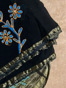 Black Floral Aesthetic Saree