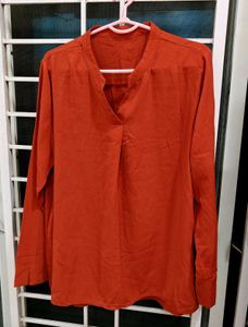 Chic Burnt Orange V-Neck with black Forever 21 top