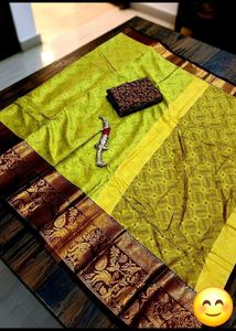 Exquisite Yellow &amp; Maroon Silk Saree