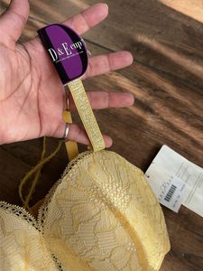 Yellow Lace Padded Bra 26C