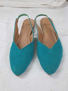 Teal Blue Slingback Flats