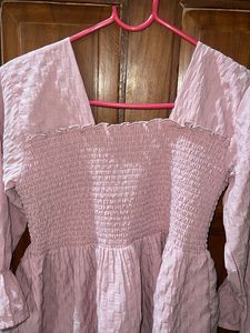 Chic Pink Smocked Peplum Top