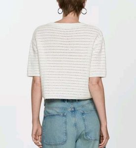 MANGO Top Sale 🚨🚨🚨Off-white cropped Crochet