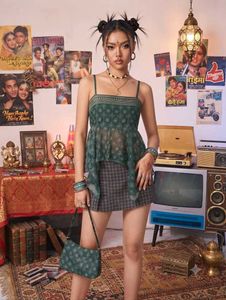 Sheer Printed Cami Top with mini skirt