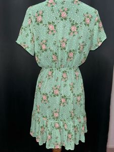 Mint Green Floral Wrap Dress