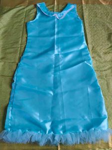 Sky Blue Satin Gown with Frills