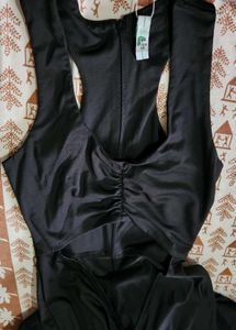 Ruffled Front Racerback Slit Dress