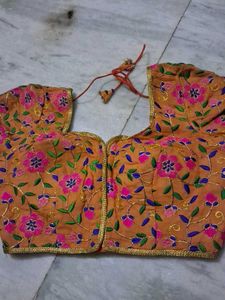 Embroidered Orange Blouse