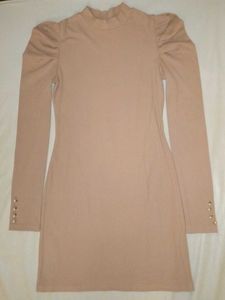 Puff Sleeve Mock Neck Dress