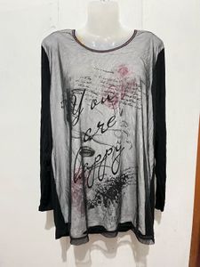 Sheer Graphic Print Long Sleeve Top