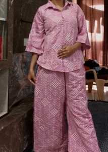Charming Embroidered Pink coord set