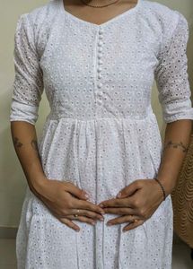 Elegant White Broderie Anglaise Gown