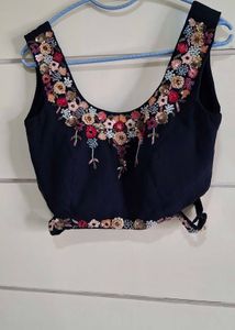 Embroidered Navy Blue Blouse