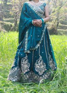Stunning Teal Embroidered Lehenga Choli