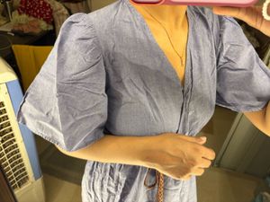 Light Blue Wrap Midi Dress